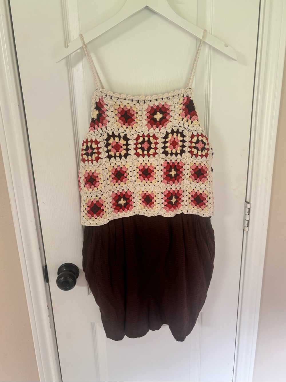 NWT Lucky Brand Romper Shorts Pockets Large Crochet Top Cottagecore Boho Granny